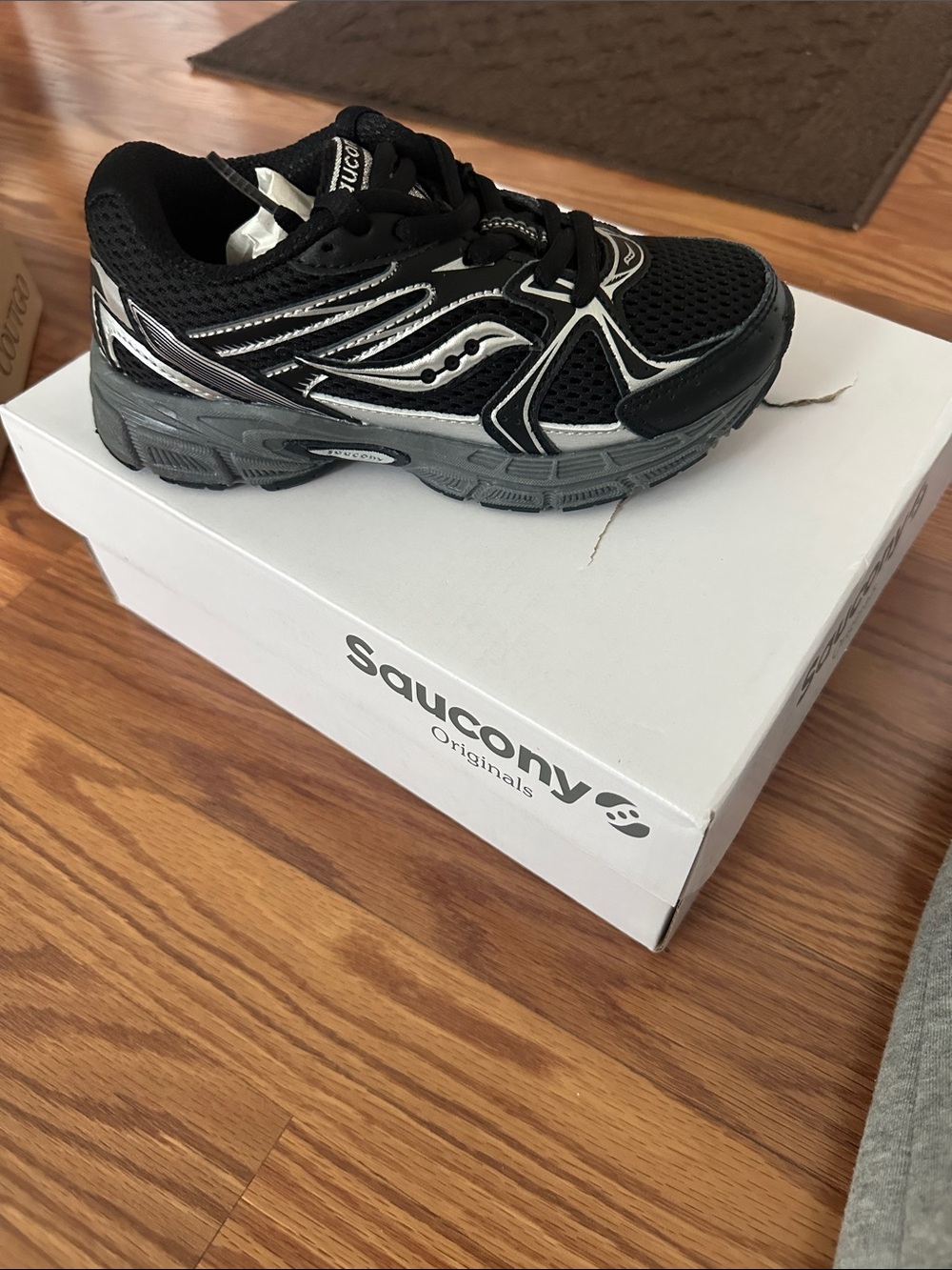 Saucony Kids Black and Gray Running Sneakers